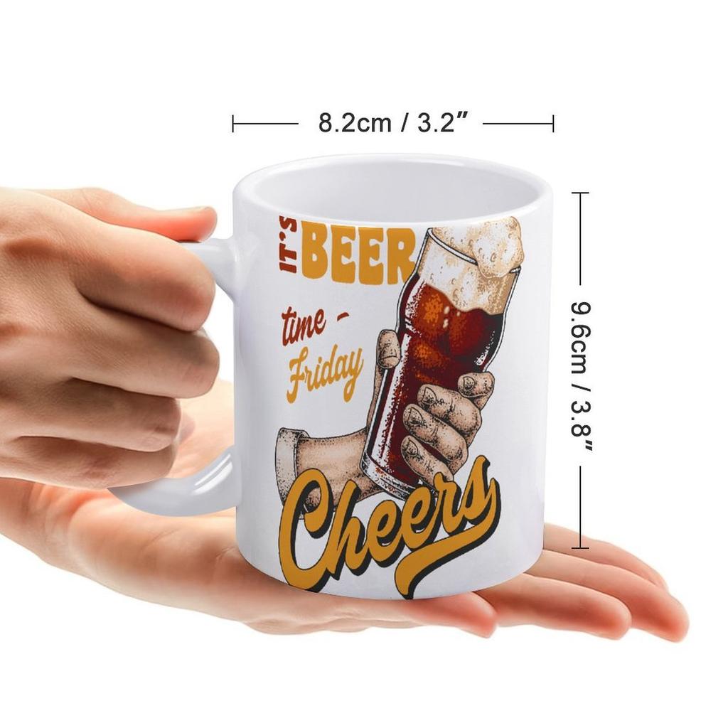 1pc 11oz Beer Lover Ceramic Mug with Double-Sided Print, Perfect Home or Office Cup, Great Humorous Gift for Drinking Fans