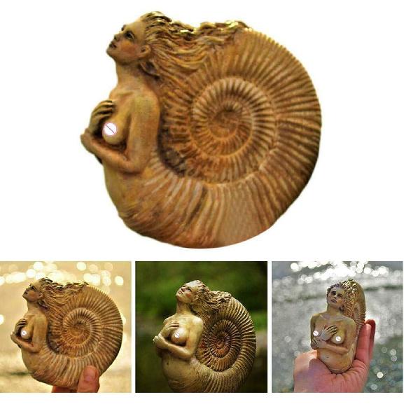 Goddess Statue, Ammonite Woman Ancient Spirit Mini Statue, Ethereal Mother Earth Gaia Sculpture Art Statue Painted, Vintage Ornament, for Desktop