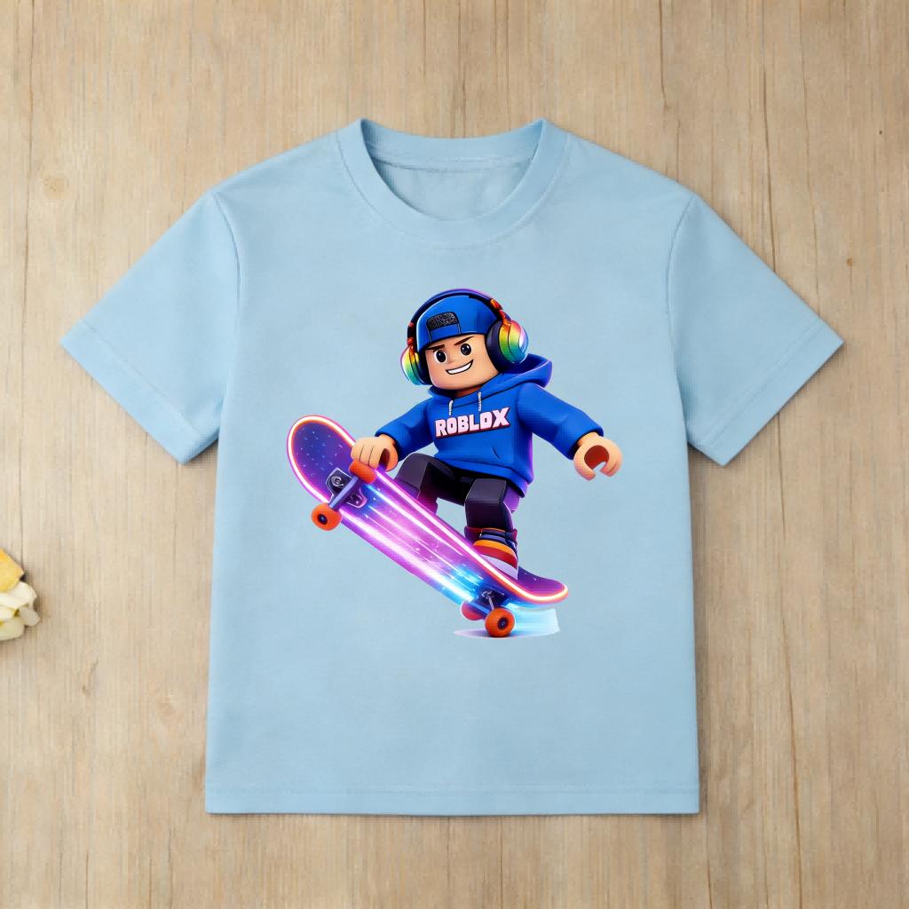 Roblox Characters Kids TShirt Cartoon Block Print Casual Cotton Tops 100