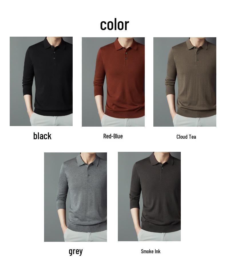 Men's Luxury Wool Sweater - Autumn/Winter Warm Casual Knit Shirt with Velvet Collar