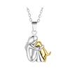 Personality Stainless Steel Little Girl Ang Dog Hug Pendant Necklace for Women Cute Charm Cartoon Christmas Friendship Jewelry