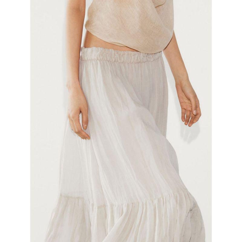 Za2024 Summer New Product Women's Clothes Romantic Wind-Clear Cold Pleated Midi Skirt 05236623 712
