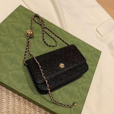 Camellia Otevřená Malá Čtvercová Taška Trend Módní Řetízek Textura Jedno Rameno Crossbody Taška Žena