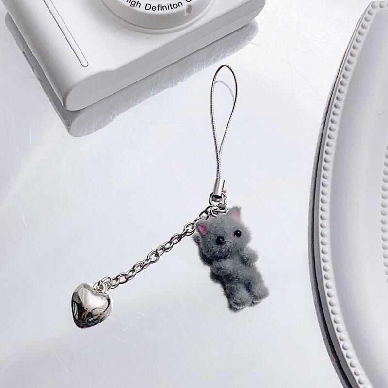 Liebe Samt Katze Schlüsselanhänger Tier Beflockung Schlüsselhalter Tasche Anhänger