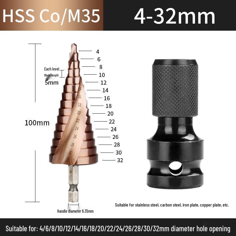 Multifunctional Tapered Steel Pagoda Drill Bit Set for Hard Metal and Stainless Steel