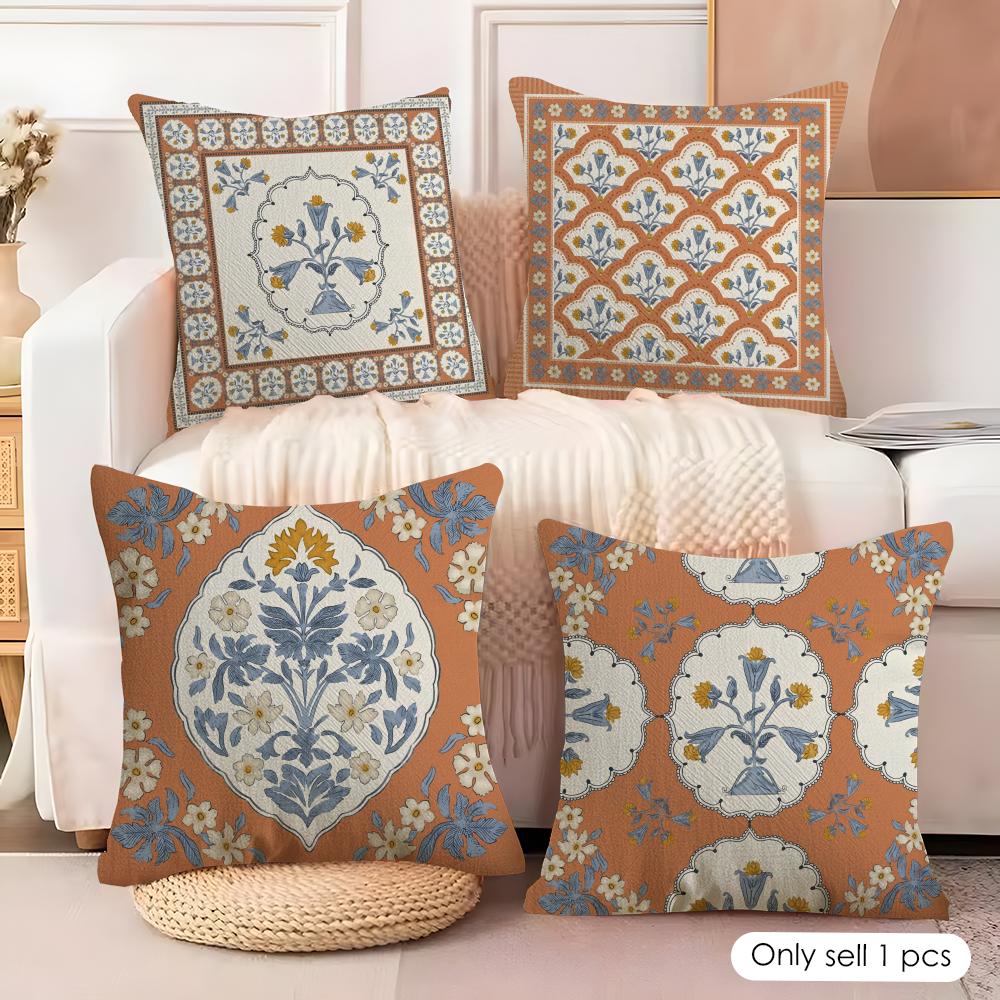 Retro Roman Pattern Cushion Cover Soft Plush Fabric DoubleSided Printed Cushion Covers for All Seasons Modern Home Decor