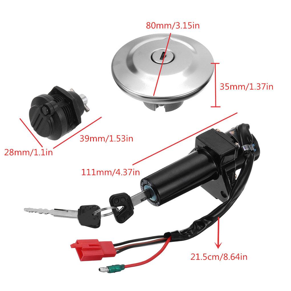 Ignition Switch Fuel Gas Cap Seat Lock Key Replacement for Yamaha YBR125 YBR 125 2007-2014