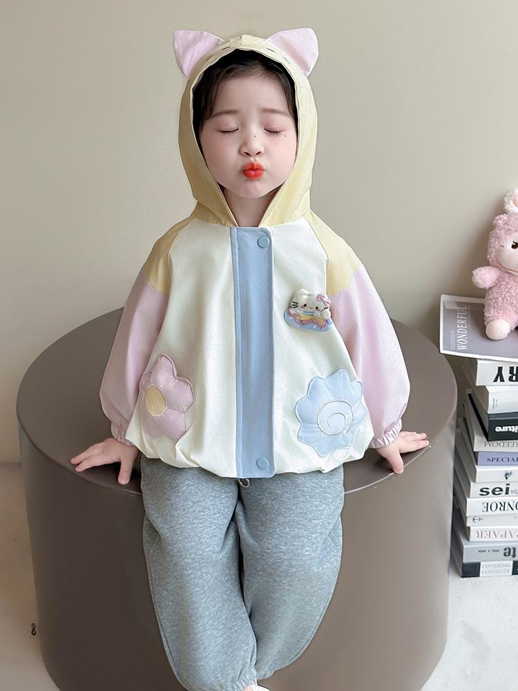 2025 Girls' Hooded Fashion Outerwear: Trendy Macaron Coat for Spring & Autumn