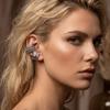 C-Shaped Ear Cuff Elegant Exaggerated Ear Clips Unique Wide Clip-On Earrings  Women