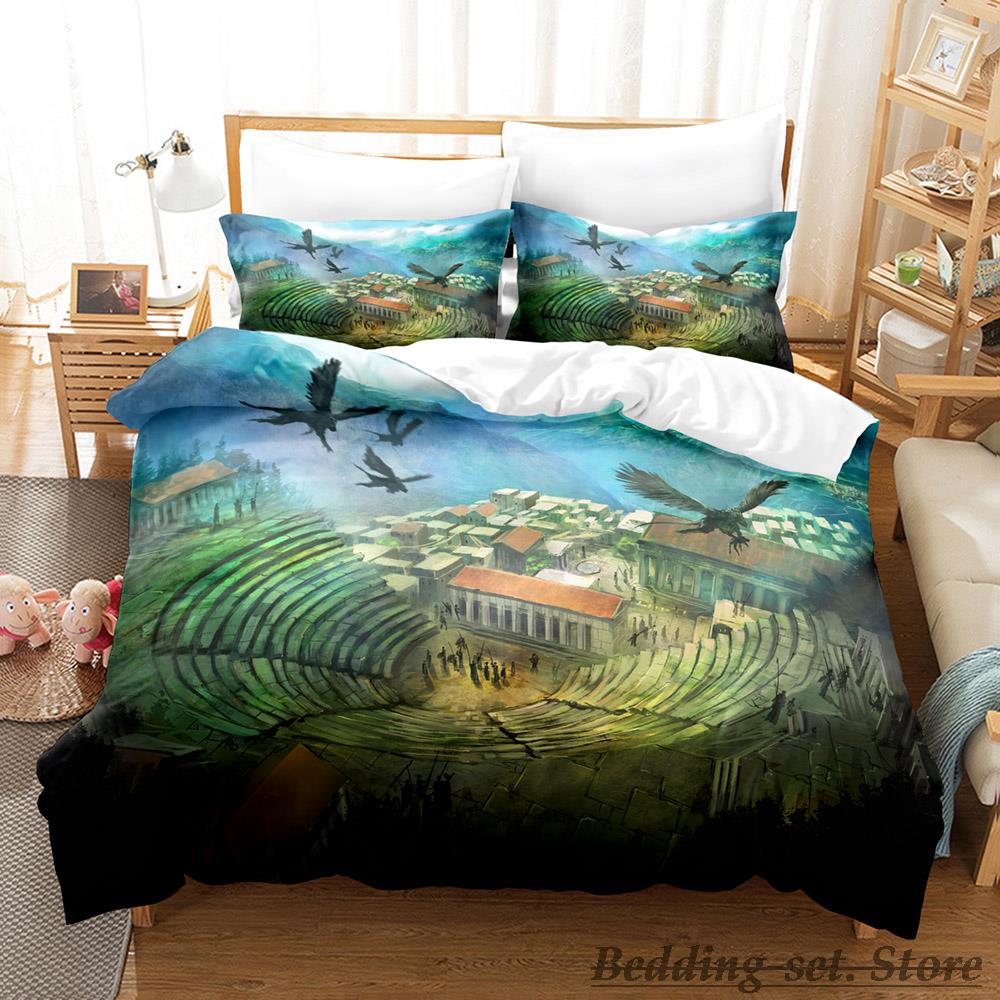 

Comforter Cool Fantasy City Bedding Set Single Twin Full Queen King Size Bed Set Aldult Kid Bedroom s Anime Bed Letti Comforter (quilt)-EU Single(135*200cm)3pcs