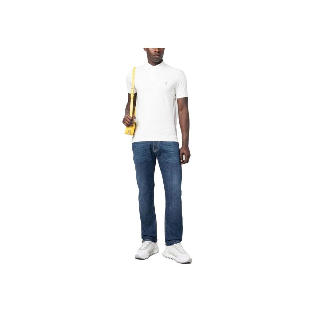 Polo Ralph Lauren Ss23 Solid Color Logo Embroidered Short Sleeve Polo Shirt Men tops Cream 710680784-321