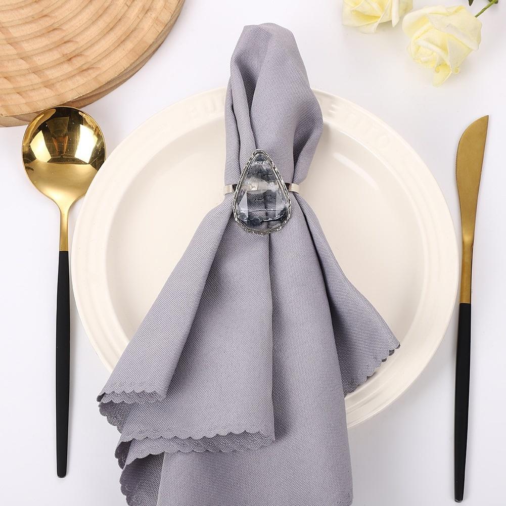 Stone Texture Metal Napkin Rings with European Style Suitable for Hotel and Restaurant Dining Tables Set of 6 Rings