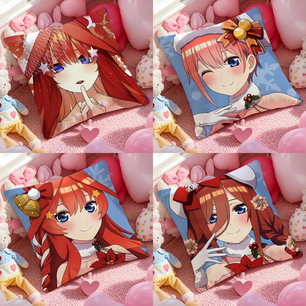 Quintuplets M-Miku N-Nakano W-Waifu Pillow Case Soft Plush Fabric Double-Sided Printed Cushion Cover Warm Winter Sofa