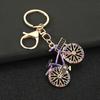 Keychain Pendant Sparkling Rhinestones Bicycle Design Zinc Alloy Key Chain with Lobster Clasp Electroplated Key Holder Backpack Car Accessory