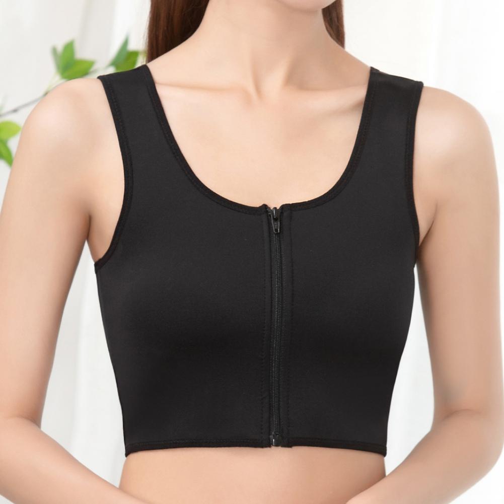 Corsetto con cerniera frontale Gilet piatto Fascia toracica Lesbica Tomboy Senza cuciture Canottiera modellante da donna Bustier IntimoModellatore taglie forti