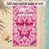Hearts Theme Soft Beach Towel Personalized Custom Name Text Towel Portable for Beach Pool Travel