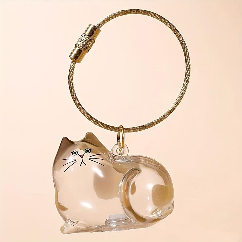 1PC Memorial Pet Fur Storage Pendant Transparent Cat Storage Keychain Cat Hair Preservation Keyring Accessory Cat 5x4cm