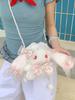 Japanese Lolita Bunny Plush Bag With Pearl Chain For Daily Fashion And Cute Storage