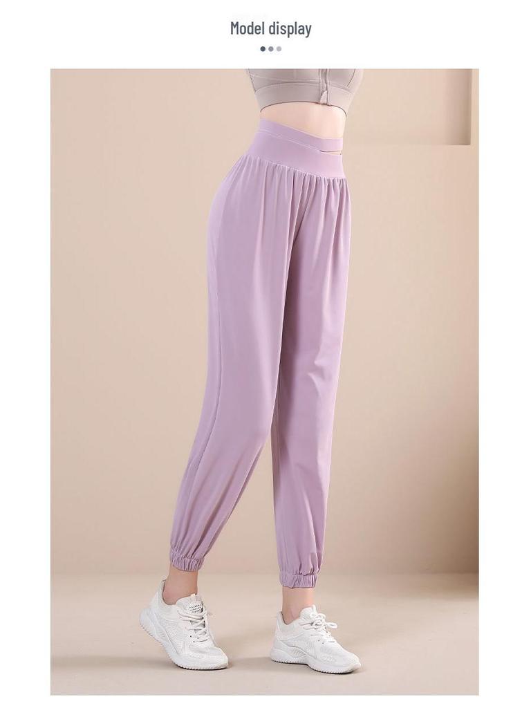 Damen Schnelltrocknende High Waist Loose Fit Yoga- & Fitness-Schweißhose