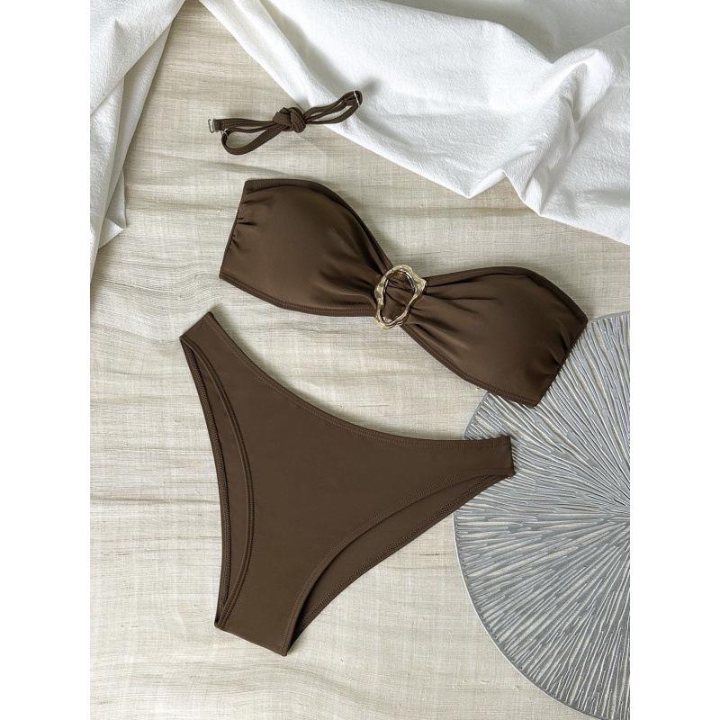 

Сексуальный однотонный бикини-комплект с открытой спиной, европейский и американский стиль, 2026 Small