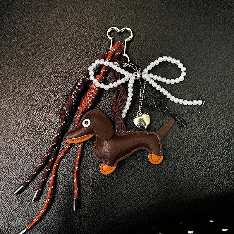 Tassenbedel Vintage Maillard Schattige Teckel Tas Hanger Strik Tas Premium Accessoires Ophangtouw