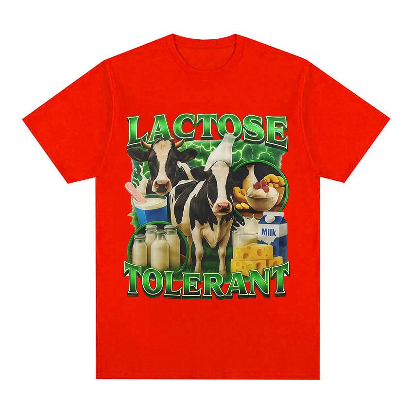 Laktóza Tolerantní Kráva Vtipný Mléčný Milovník Meme Grafika 100% Bavlna Pánské tričko Harajuku styl letní dámská móda oversized Tričko