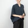 Japanese Style Summer V Neck Loose Solid Color Shirt 6 Colors
