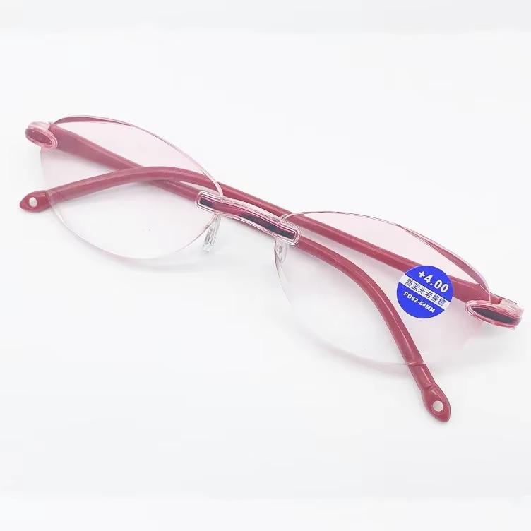New Men Women Rimless Reading Glasses Anti Blue Light Bifocal Far Near Magnification Eyewear Presbyopic Glasses +150 +200