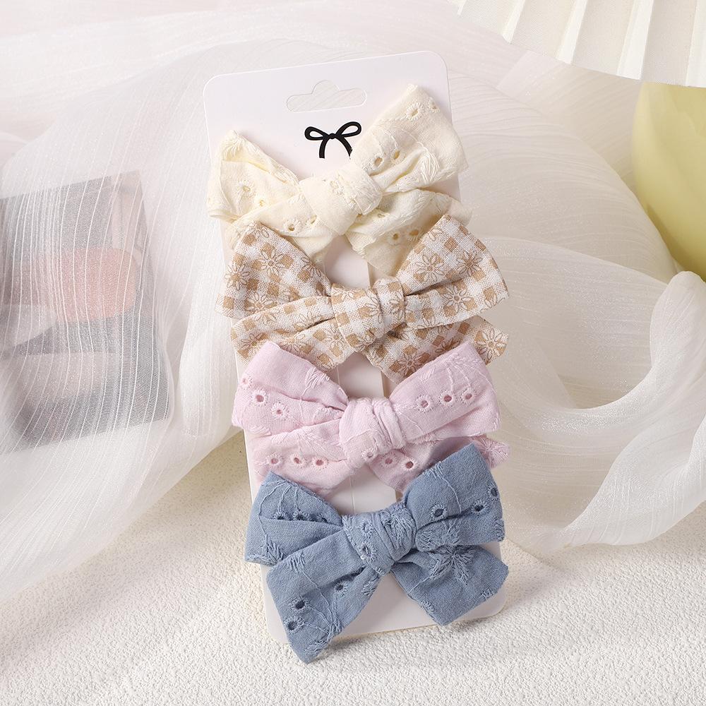 Children'S Hair Accessories Cute Bow Fabric Hairpin Set Baby Girls Hairpin Four-Piece 1568