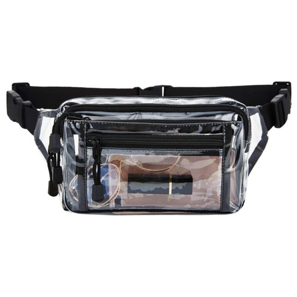 Portable PVC Transparent Waist Bag Multi layer Clear Phone Crossbody Bag Black Waterproof Chest Bag Fishing