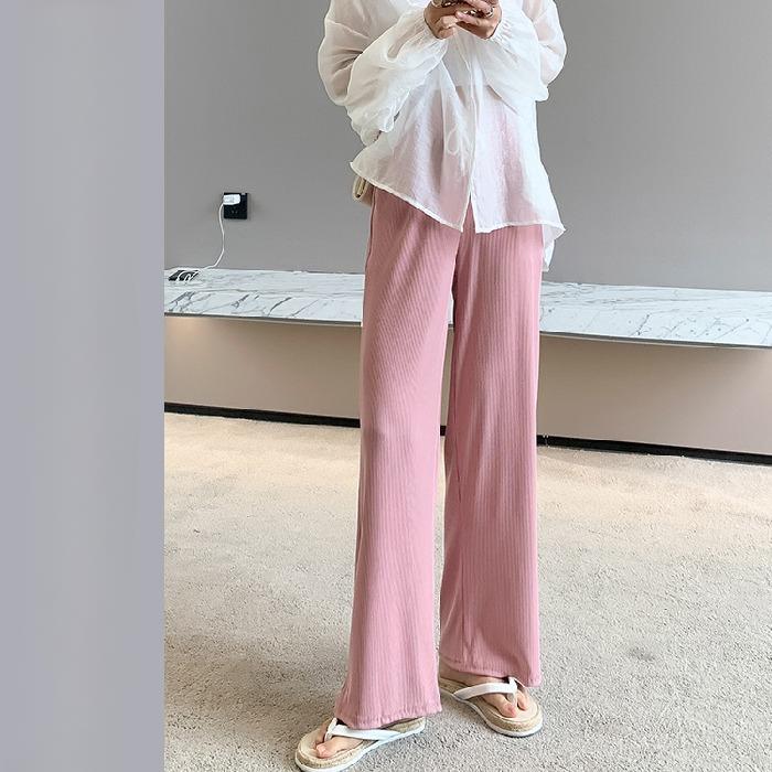 

Широкие брюки из ледяного шелка для женщин, летние тонкие свободные повседневные длинные брюки для похудения, белые прямые классные брюки с высокой талией и драпировкой 2XL