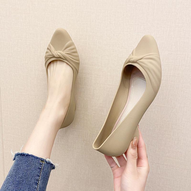 Mode Damen Casual Slipper Wasserdichtes PVC Flach Niedriger Absatz Spitze Zehen Loafer Frau Arbeitsschuhe Schuhe Pumps 2024