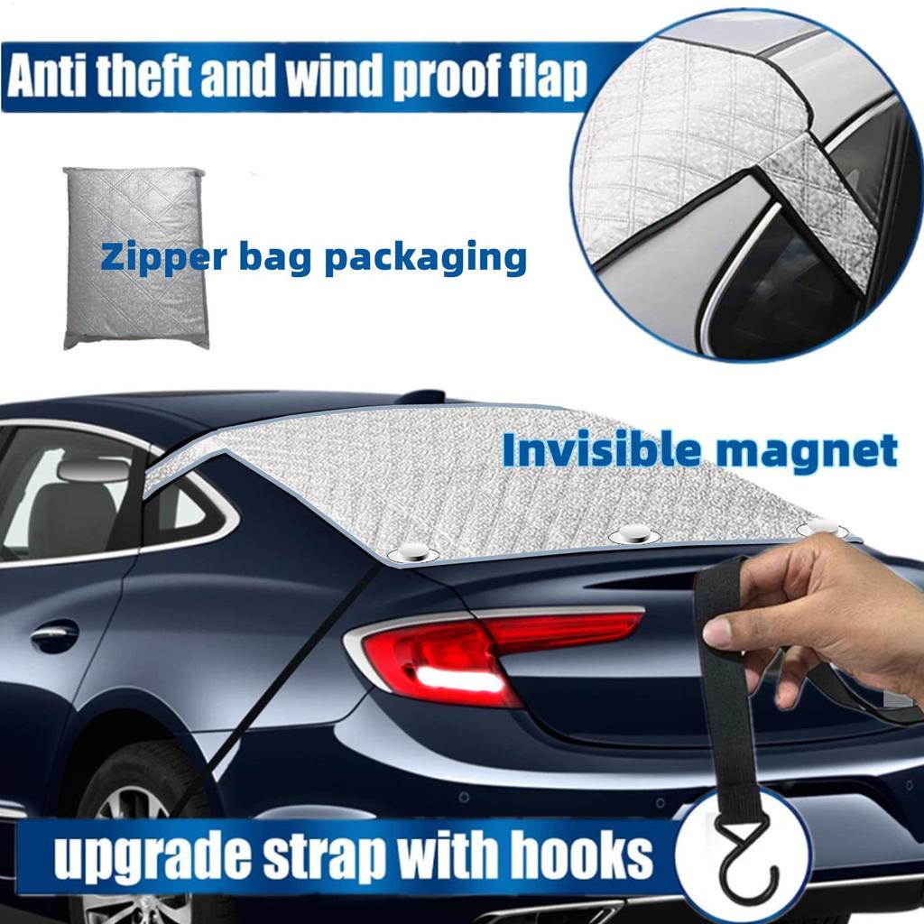 Rear Windshield Snow Cover 2-Layered Automotive Windshield Snow Covers Luminous Aluminum Foil Snow Cover With Hook And Invisible
