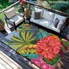 Tropical Flower Outdoor Carpet Spring and Summer Patio RV Picnic Carpet Easy-to-Clean Living Room Floor Mat Home Decor
