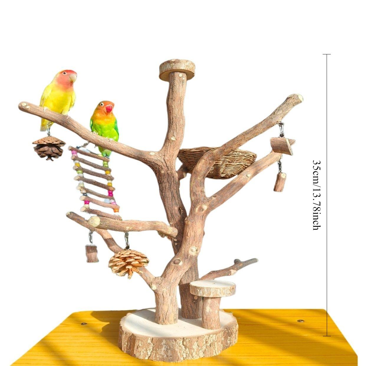 Pet Standing Tree Natural Wood Viewing Ecological Birdcage Rack Parrot Squirrel Perches Stand Branch Perches Chew Bite Toy Stick