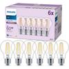 Pack de 6 ampoules led - philips - e27 - 60w - transparentes - blanc froid - verre