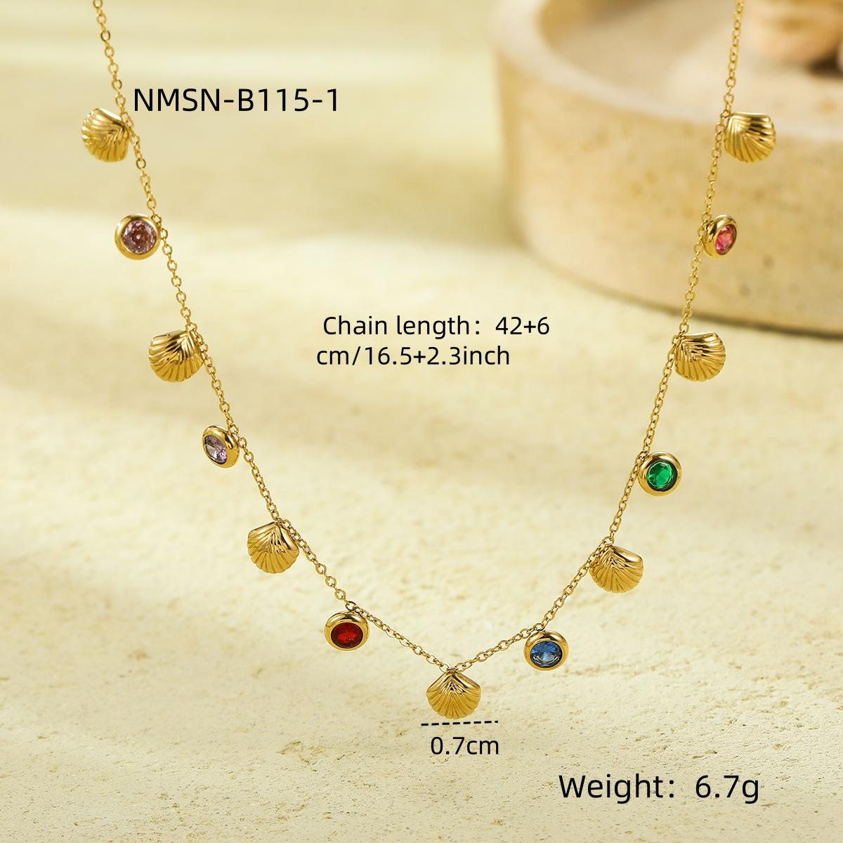 GEMCHIC Women s Stainless Steel Colorful Zircon Shell Pendant Light Luxury Heartbeat Chain Necklace