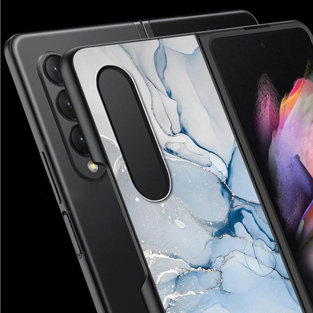 for Samsung Galaxy ZFold4 Z Fold4 Z Fold5 5G Z Fold3 Hard PC Shockproof Cases Cover Granite Marble Back