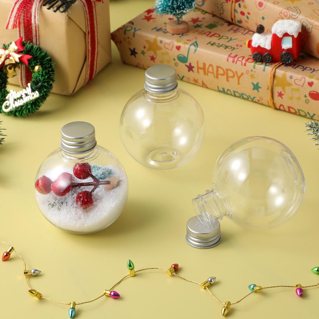 25pcs Christmas Candy Fillable Bottles Clear Plastic Ball Ornament DIY Drift Wishing Bottles Petals Fillable Juice Bottles 150ml