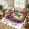 Hummingbird Fantasy Theme Soft Crystal Velvet Rug Custom Name & Text Print Non Slip Floor Rug for Bedroom Living Room