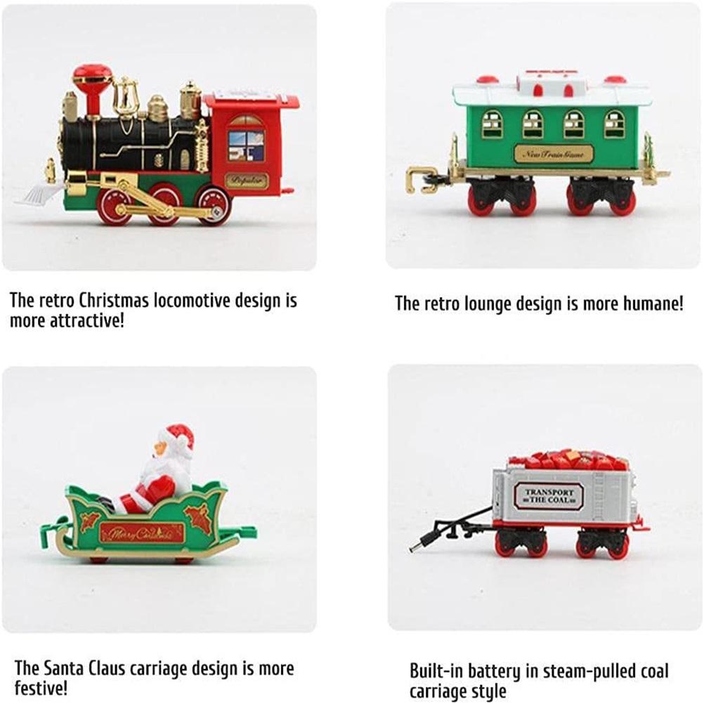 Christmas Train Set with Sounds and Lights Electric Rail Car Toy Mini Train Toy Set for Christmas