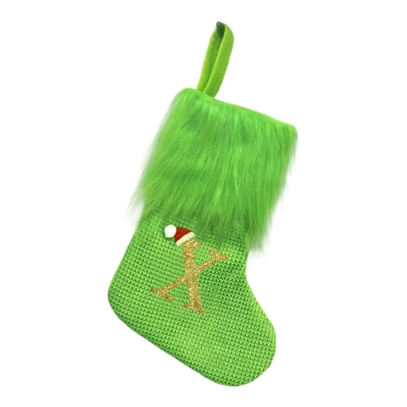 Holiday Sock Durablility Hanging For Candy Gifts Holder Festival Decoration Classical Christmas Letter Knitted Stocking
