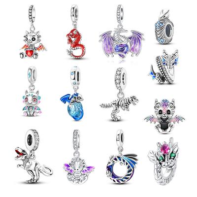 925 Silver Flying Dragon Pendant Charm for Bracelet Necklace DIY Female Jewelry Easter Gift Dragon Series