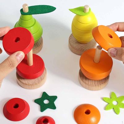 Wooden Fruit Stacking Toy Sorting Toys Boy and Girls Holiday Hand Eye Coordination Early