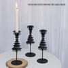 Black Pillar Candle Holder High Footed Metal Christmas Tree Shape Candlestick for Holiday Table Centerpieces Decoration