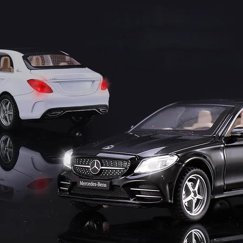 Mercedes Benz C260L Simulation Diecast & Toy Vehicles Sounds & Light Pull Back Car 1:32 Alloy Model Gifts For Children