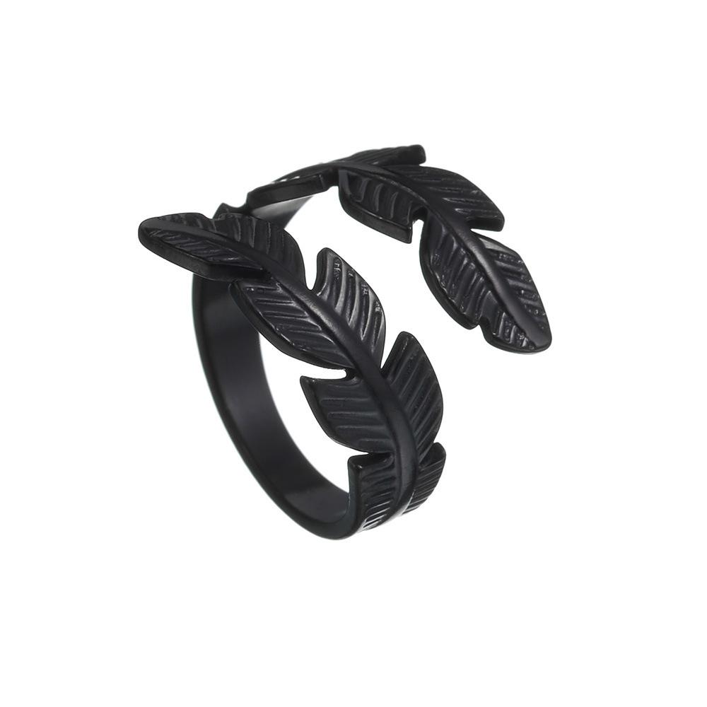 

Креативное винтажное металлическое регулируемое кольцо на палец для женщин и мужчин, нерегулярные геометрические перья, открывающиеся кольца Anillo Acero, неокисляемые resizable чёрный