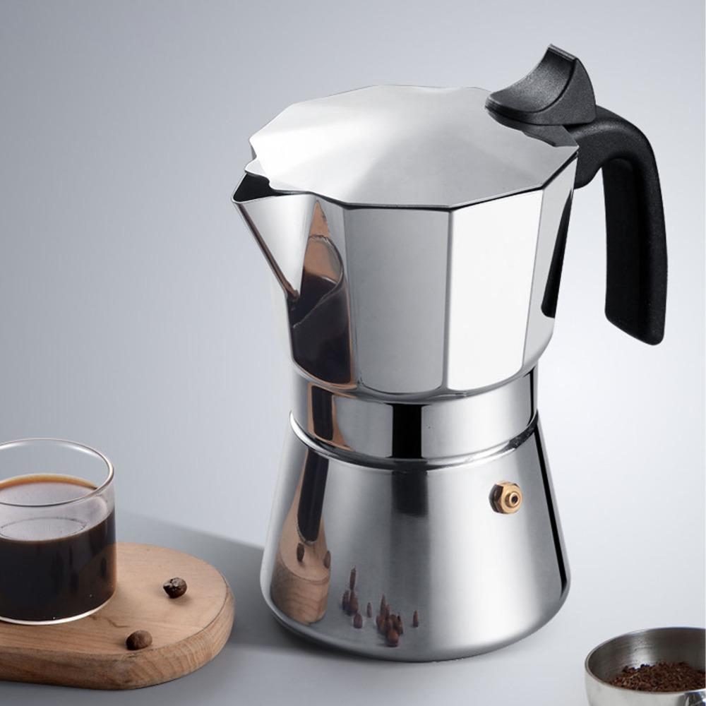 Stainless Steel Stovetop Coffee Maker 3/6 Cups Capacity Stovetop Espresso Maker For Camping
