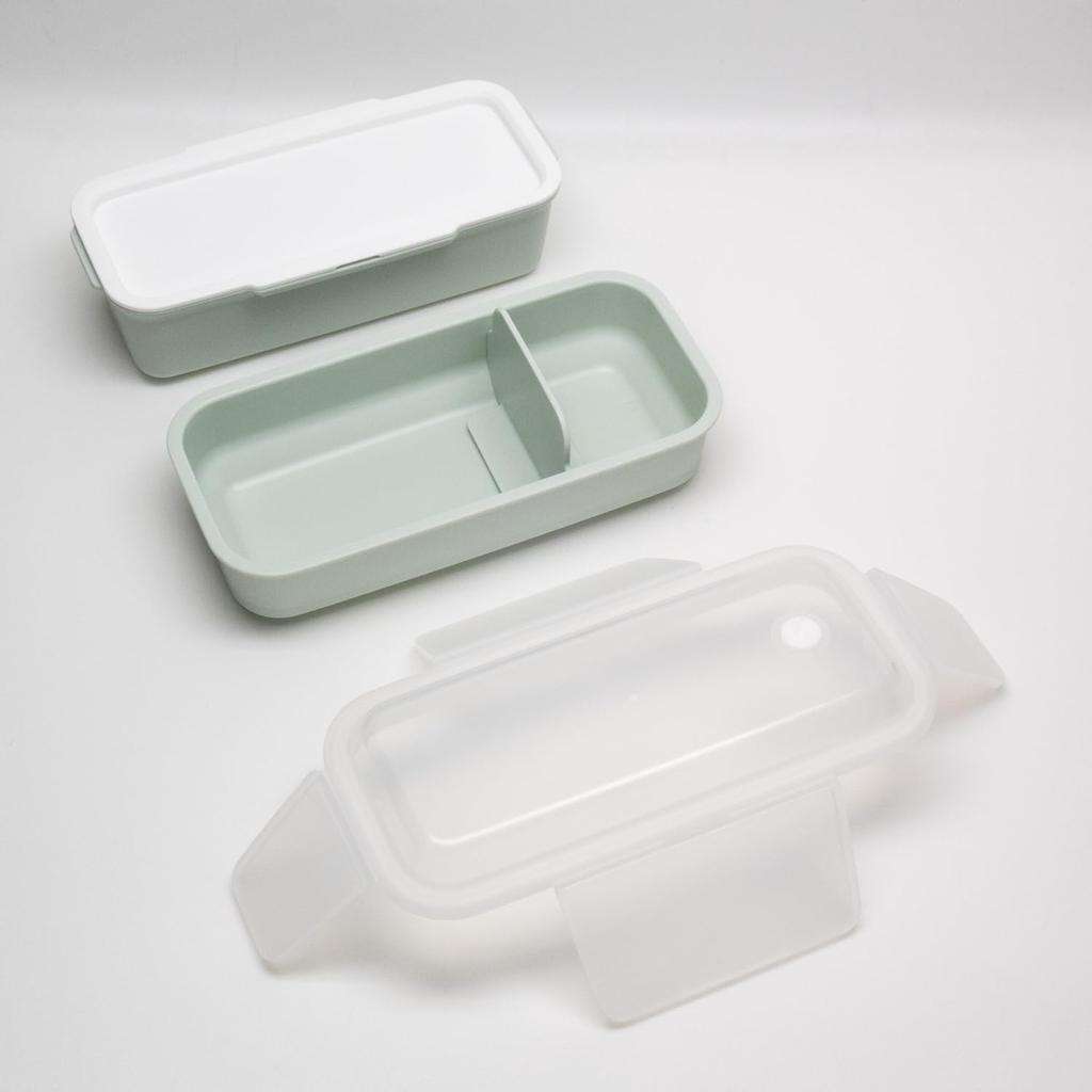 OSK Pale Color Lunch Green Dishwasher and Microwave Safe with Dividers Two-Tier Box, [HPCW-600D]