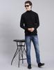 Mens Black Solid High Neck Pullover